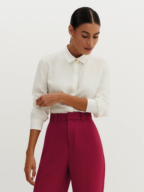 Camisa Regular de Viscose Maquinetada Giordana