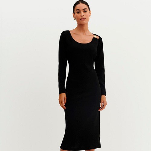 vestido tubinho marinho de alfaiataria elba mini