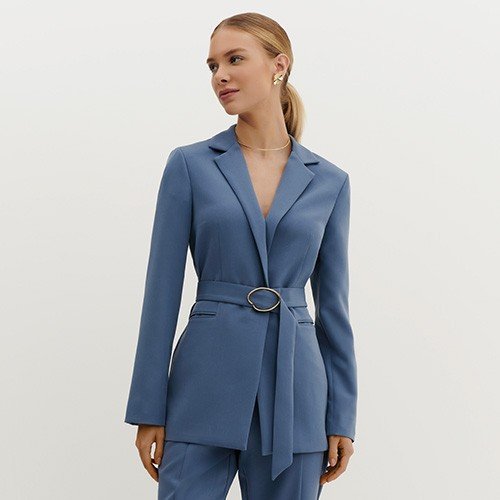 blazer alfaiataria azul alongado nice detalhes pequeno