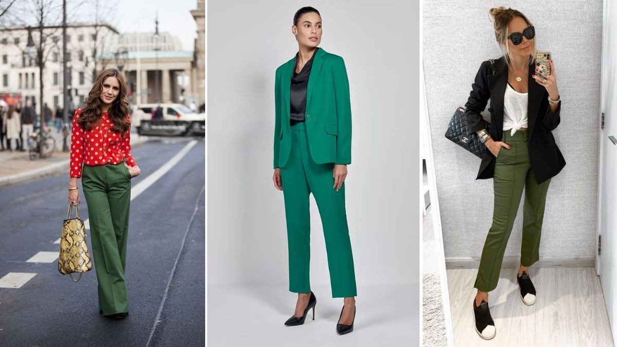 calca verde combinando com look
