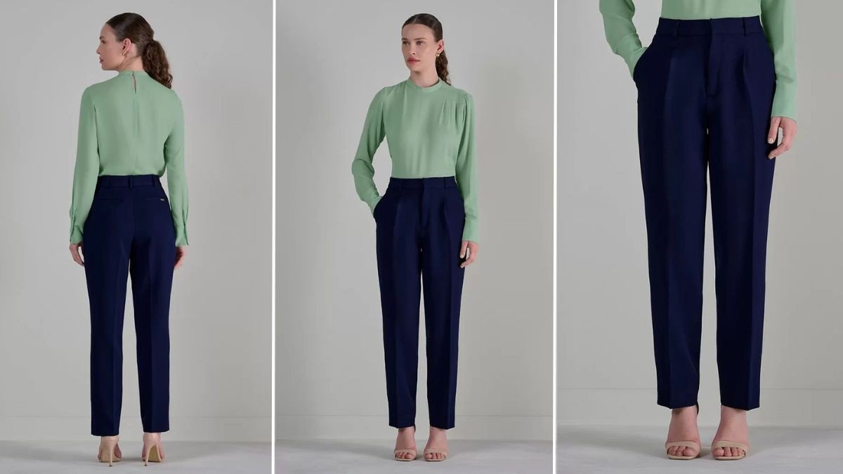 look com calca azul marinho