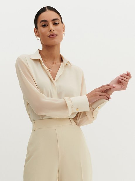 Blusa com Mangas Transparentes Aveia Inara