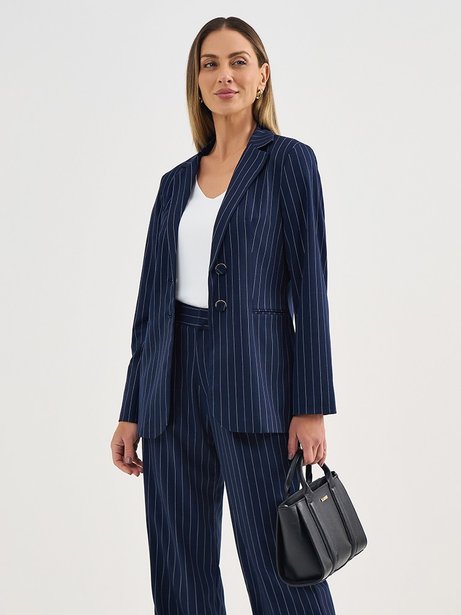 Blazer Intermediário em Alfaiataria Risca de Giz Aneli