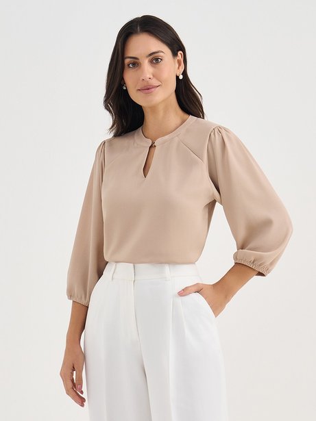 Blusa Manga 7/8 em Crepe Fendi Andressa