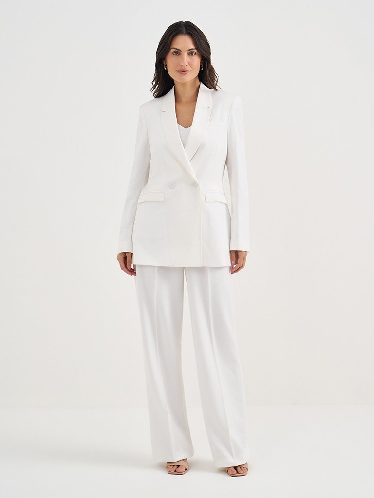 Blazer Intermediário Transpassado Off White Valentine