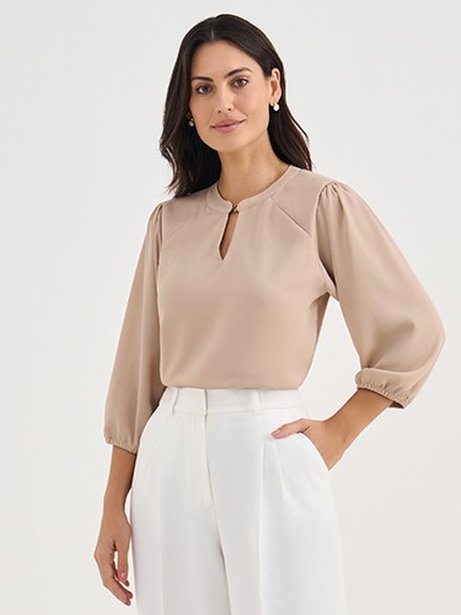 Blusa Manga 7/8 em Crepe Fendi Andressa