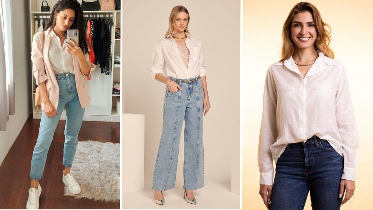 Look calça jeans e camisa social feminina: Estilo versátil e elegante!