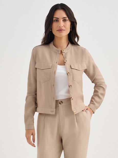 Casaqueto de Alfaiataria de Viscose Bege Daiany