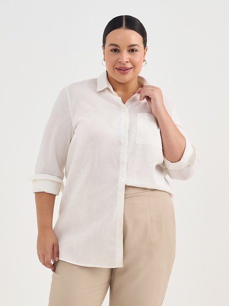 Camisa Oversized Plus Size Off White Daphne