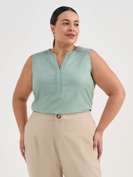 Regata de Viscose Plus Size Verde Sálvia Dete