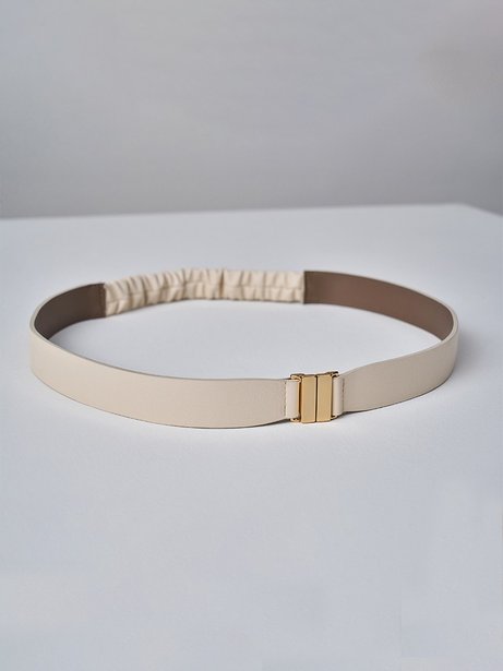 Cinto com Elástico e Fivela de Encaixe Off White Nataniela