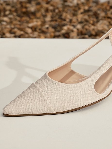 Scarpin Slingback Textura de Linho Ivelissa
