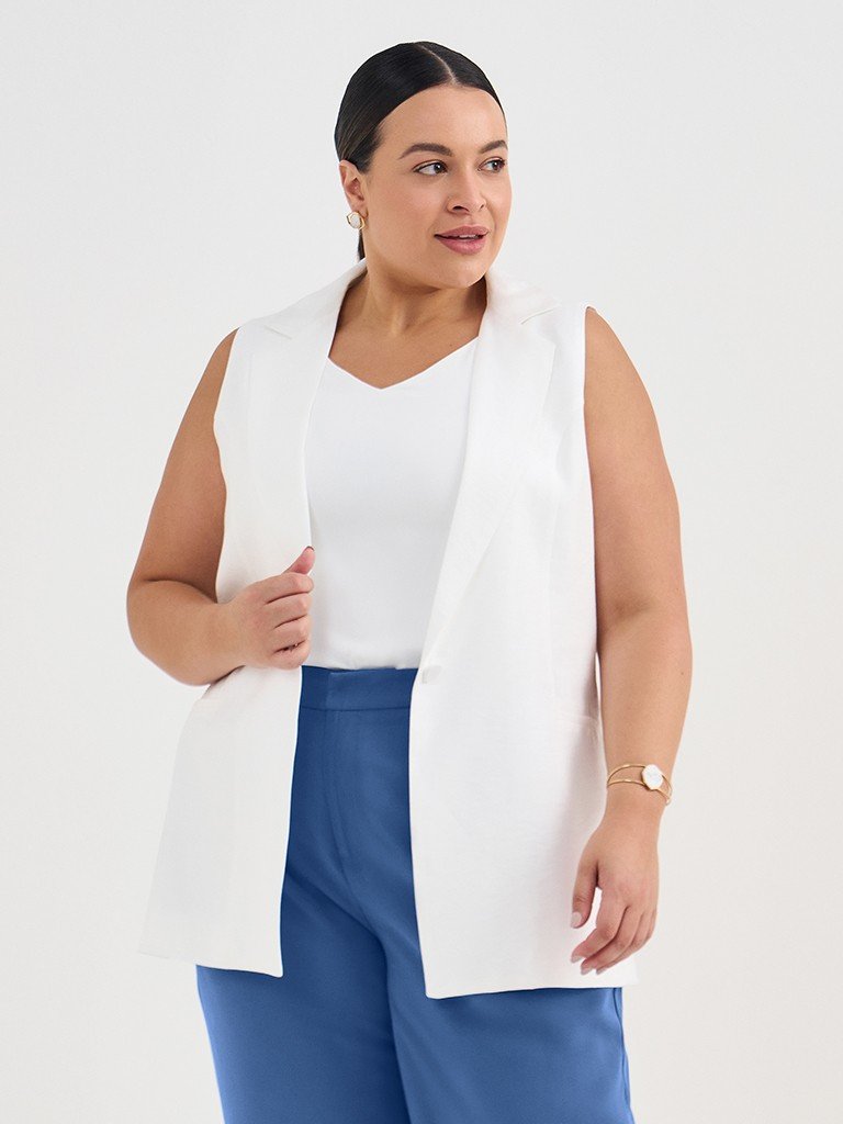 colete elvira plus size frente detalhes