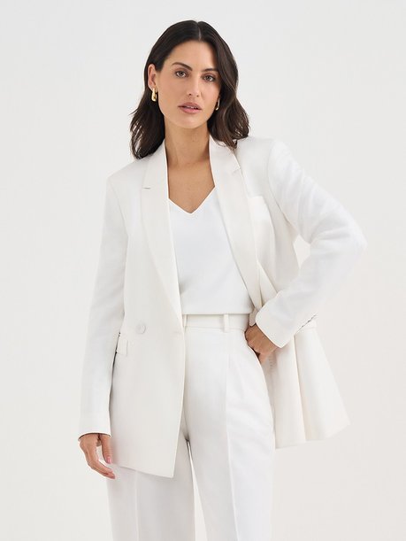 Blazer Intermediário Transpassado Off White Valentine