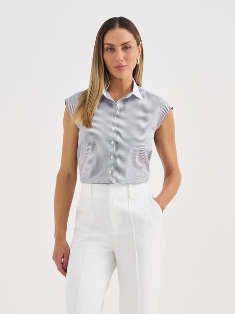 Camisa Listrada com Manga Copinho Kayele