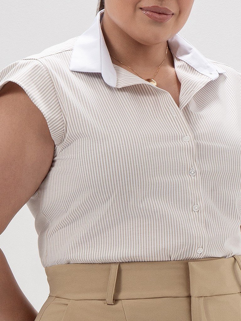 camisa gabriele plus size frente manga copinho