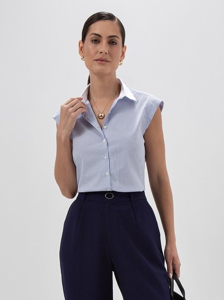 Camisa Listrada com Manga Copinho Drica