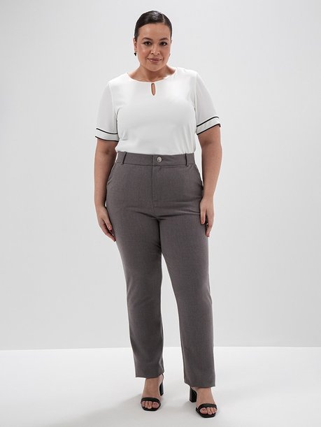 Calça Social Reta Regular Plus Size de Alfaiataria Ana Paula