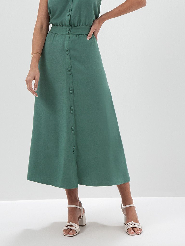 vestido ivana detalhes botoes saia