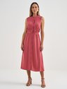Vestido Midi Sem Manga de Viscose Rosa Terracota Brena