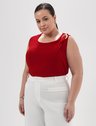 Blusa sem Manga de Crepe Plus Size Vermelho Michele