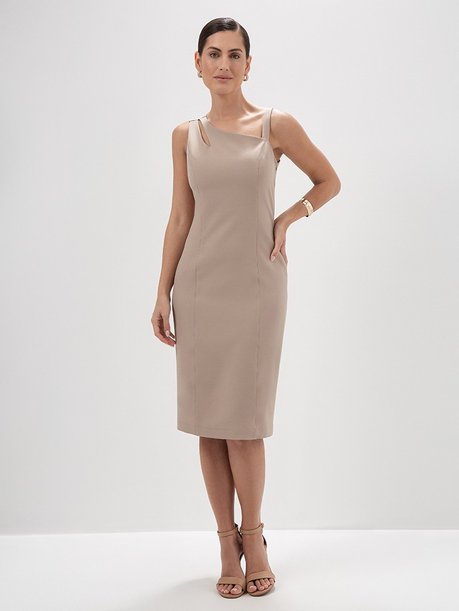 Vestido Tubinho de Alfaiataria Mocha Mousse Mel