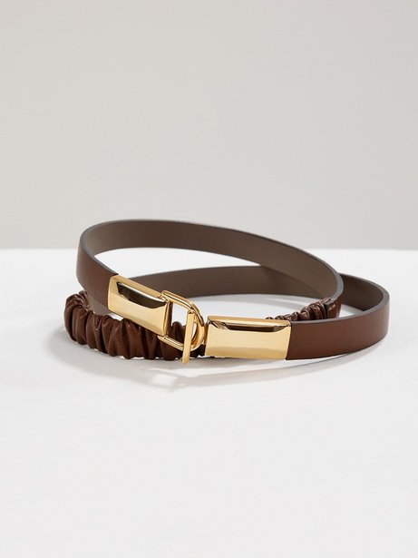 Cinto com Elástico e Fivela de Encaixe Marrom Nadine