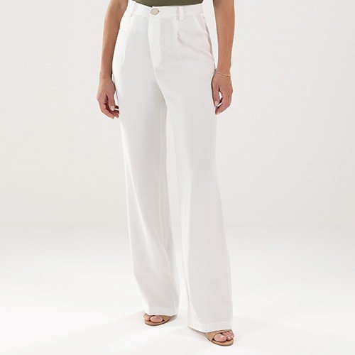 calca off white com botao organico detalhes pq