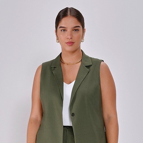 colete linho verde plus capapq