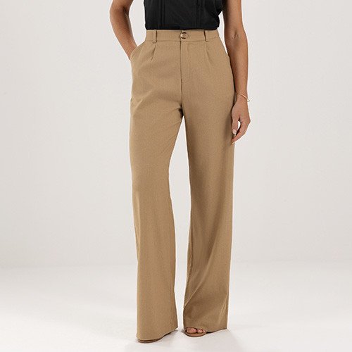 calca off white wide leg coralina pequen