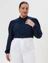 Blusa Manga Longa Gola Laço Plus Size Marinho Sandra