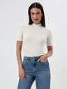 Blusa Canelada Gola Alta Off White Simaria