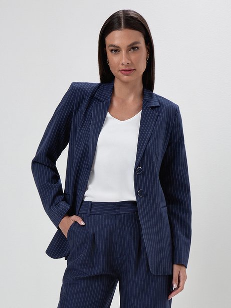 Blazer Intermediário em Alfaiataria Risca de Giz Aneli