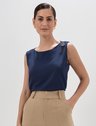 Regata com Botão Orgânico no Ombro Azul Marinho Greicy