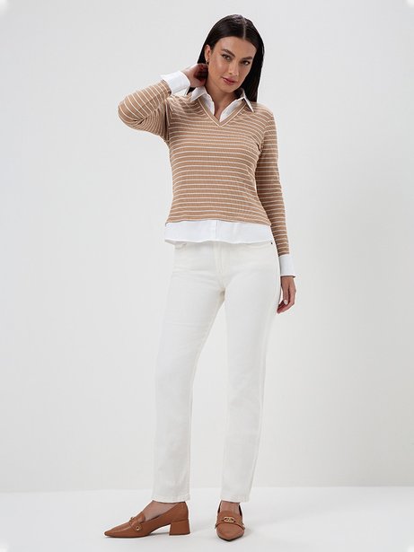 Calça Reta Slim Jeans Off White Sol