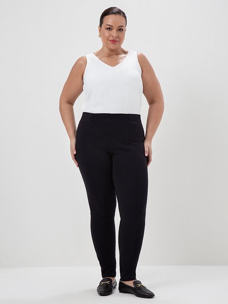 Calça de Malha Montaria Plus Size Preta Noara