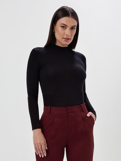 Blusa Manga Longa Segunda Pele Preta Taina