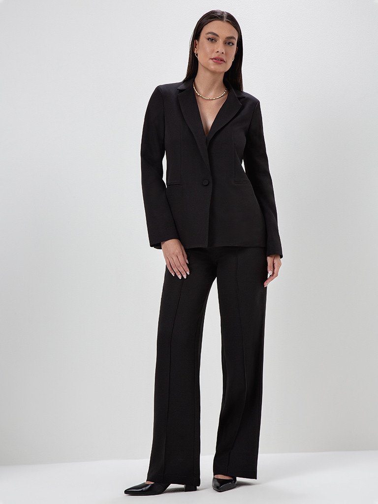 Calça Wide Leg de Alfaiataria Preto Zenilda