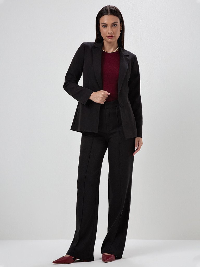 Calça Wide Leg de Alfaiataria Preto Zenilda