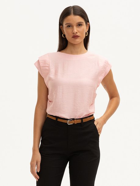 Blusa Muscle com Recortes nos Ombros Rosa Chá Miranda