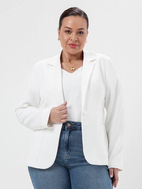 Blazer Plus Size Off White Botão Único Juliete