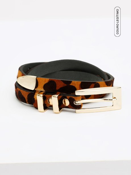 Cinto de Couro Animal Print Keyse