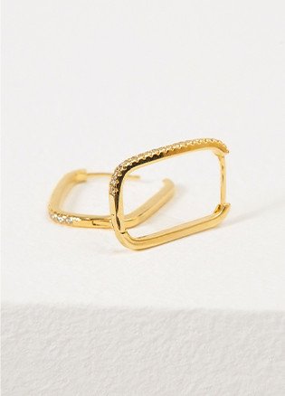 Argola Quadrada Dourada com Zircônias Espanha