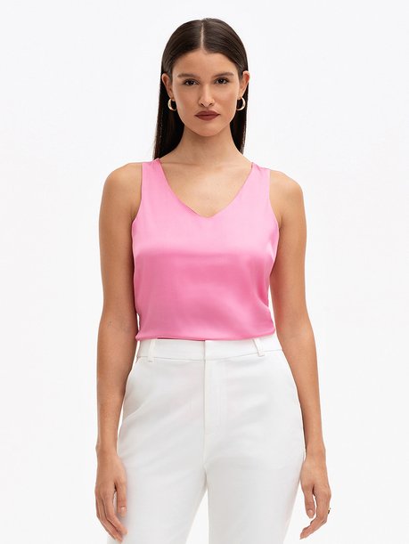 Regata em Cetim Pink com Decote V Zuleide