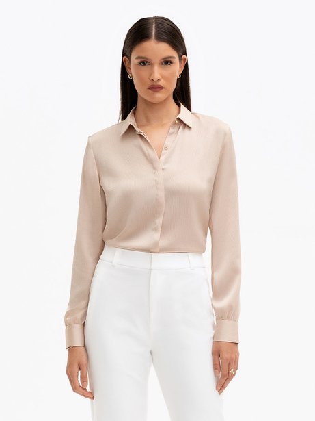 Camisa Manga Longa Nude Rosê Alicia