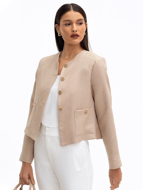 Casaqueto em Tweed Nude Rosê Analice