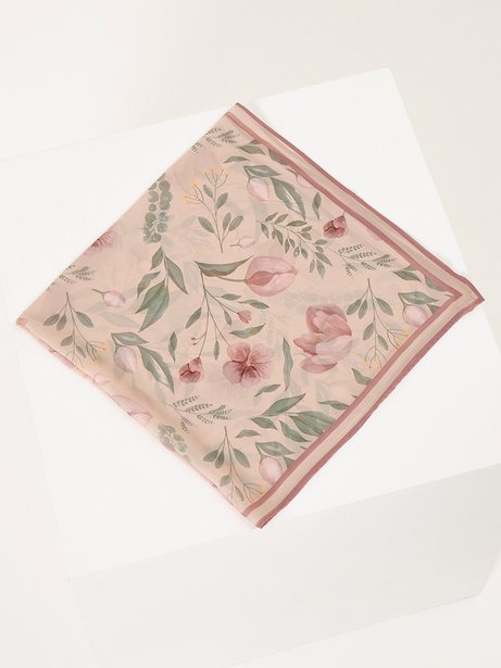 Lenço Barrado Estampado Rosê Floral Ane