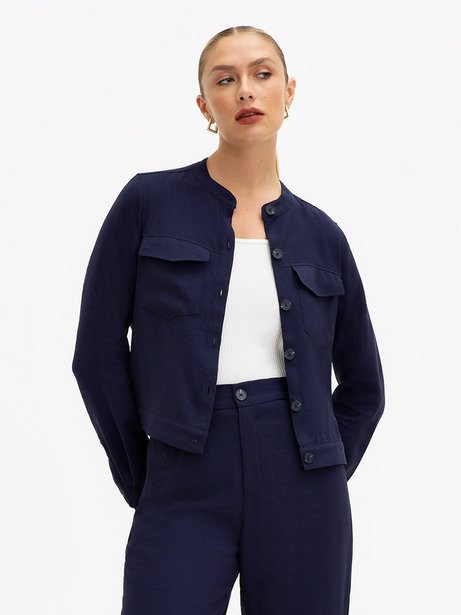 Casaqueto de Alfaiataria em Viscose Marinho Ariele