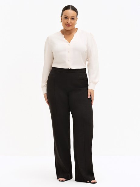 Calça Wide Leg de Alfaiataria Preta Rosita