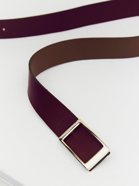 Cinto Bicolor Dupla Face com Fivela Geométrica Justine